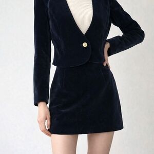 Tailored Navy Mini Dress with Cropped Blazer Detail